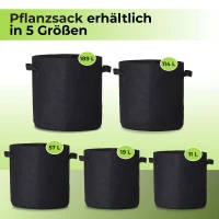 Pflanzsack, Pflanztasche, Grow-Pot für Kartoffeln, Tomaten und Erdbeeren. Farbe schwarz - Verwendung im Innen- und Außenbereich verschiedene Größen
