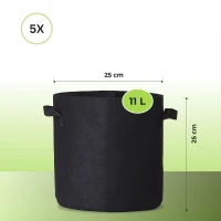 Pflanzsack, Pflanztasche, Grow-Pot 11 Liter 3 Gallonen 5 Stück
