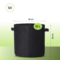 Pflanzsack, Pflanztasche, Grow-Pot 19 Liter 5 Gallonen 5 Stück