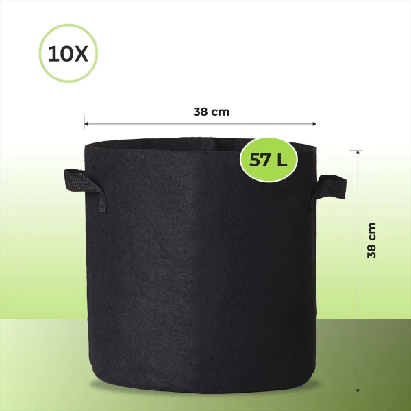 Pflanzsack, Pflanztasche, Grow-Pot 57 Liter 15 Gallonen 10 Stück