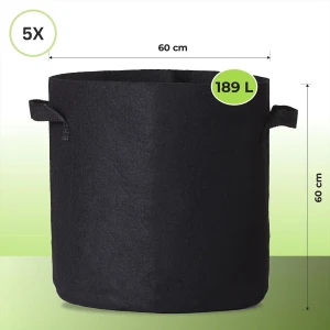 Pflanzsack, Pflanztasche, Grow-Pot 189 Liter 50 Gallonen 5 Stück