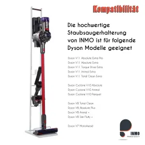 INMO weiß Staubsaugerhalterung für Dyson Akku-Staubsauger freier Stand ohne Bohren
