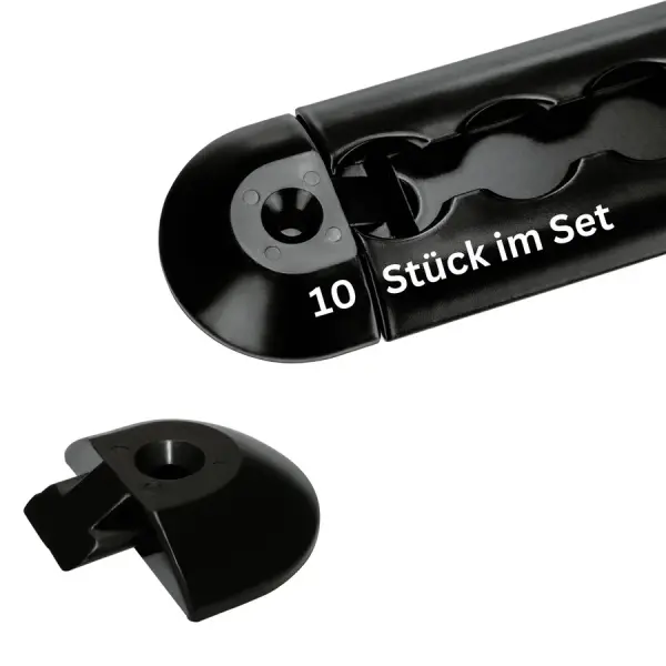 10 Stück I Endkappen schwarz für halbrunde Airlineschienen