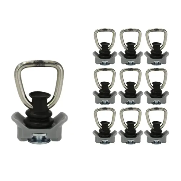 10 Stück Zurrfitting anthrazit / grauTriangelform mit Kunststoff ummantelt