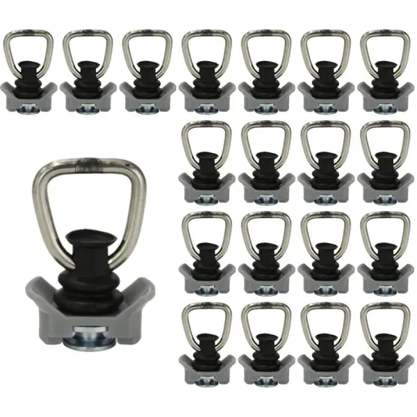 20 Stück Zurrfitting anthrazit / grau Triangelform mit Kunststoff ummantelt