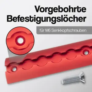 Airlineschiene 0,5 Meter halbrund rot eloxiert 500mm