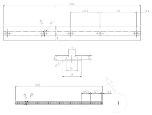 Airlineschiene 1,0 Meter eckig rot eloxiert 1500mm