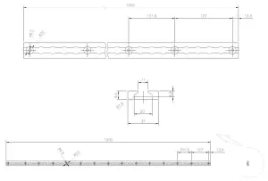 Airlineschiene 1,5 Meter eckig rot eloxiert 1500mm