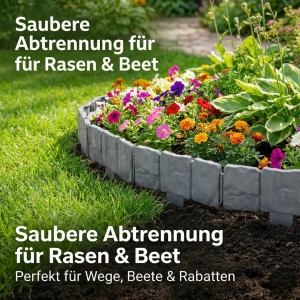 Rasenkante / Beetumrandung in Stein Optik, 10er Set