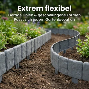 Rasenkante / Beetumrandung in Stein Optik, 10er Set