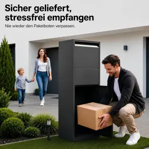 solidpro Paketbox Anthrazit 46 x 45 x 140 cm mit Schloss für Pakete & Post