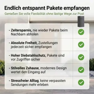 solidpro Paketbox Anthrazit 46 x 45 x 140 cm mit Schloss für Pakete & Post