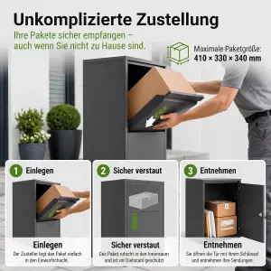 solidpro Paketbox Anthrazit 46 x 45 x 140 cm mit Schloss für Pakete & Post