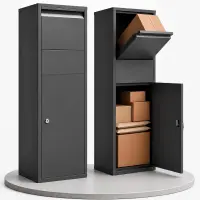 solidpro Paketbox Anthrazit 46 x 45 x 140 cm mit Schloss für Pakete & Post