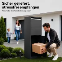 solidpro Paketbox Anthrazit 46 x 45 x 140 cm mit Schloss für Pakete & Post