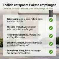 solidpro Paketbox Anthrazit 46 x 45 x 140 cm mit Schloss für Pakete & Post