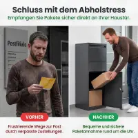 solidpro Paketbox Anthrazit 46 x 45 x 140 cm mit Schloss für Pakete & Post