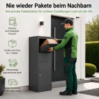 solidpro Paketbox Anthrazit 46 x 45 x 140 cm mit Schloss für Pakete & Post