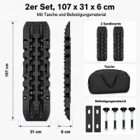 Sandbleche 2er Set 107 x 31 x 6 cm – Recovery Boards mit Tasche für Offroad & Camping