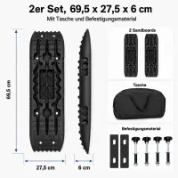 Sandbleche 2er Set 69,5 x 27,5 x 6 cm – Recovery Boards mit Tasche für Offroad & Camping
